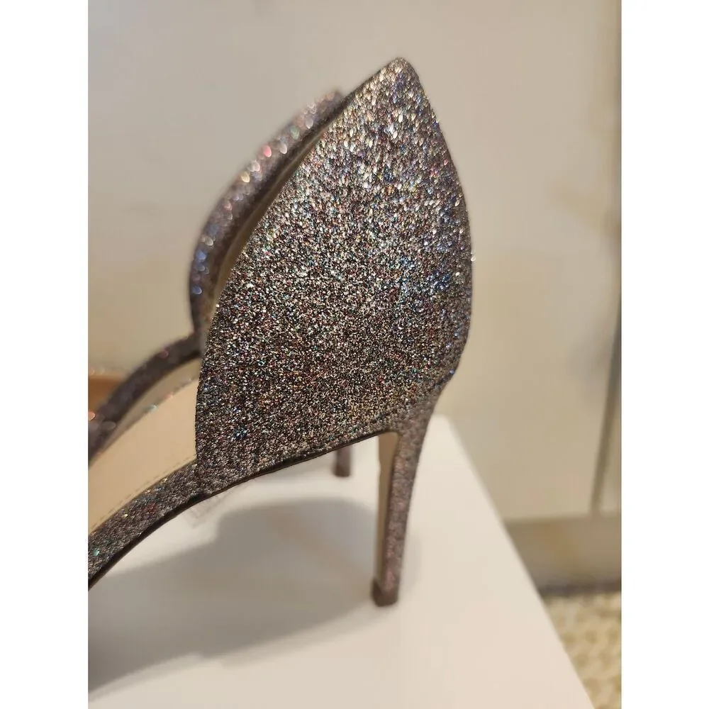 J.Crew Iridescent Glitter D'Orsay Pointed Toe Pumps Sz. 7 $228 Made in Italy